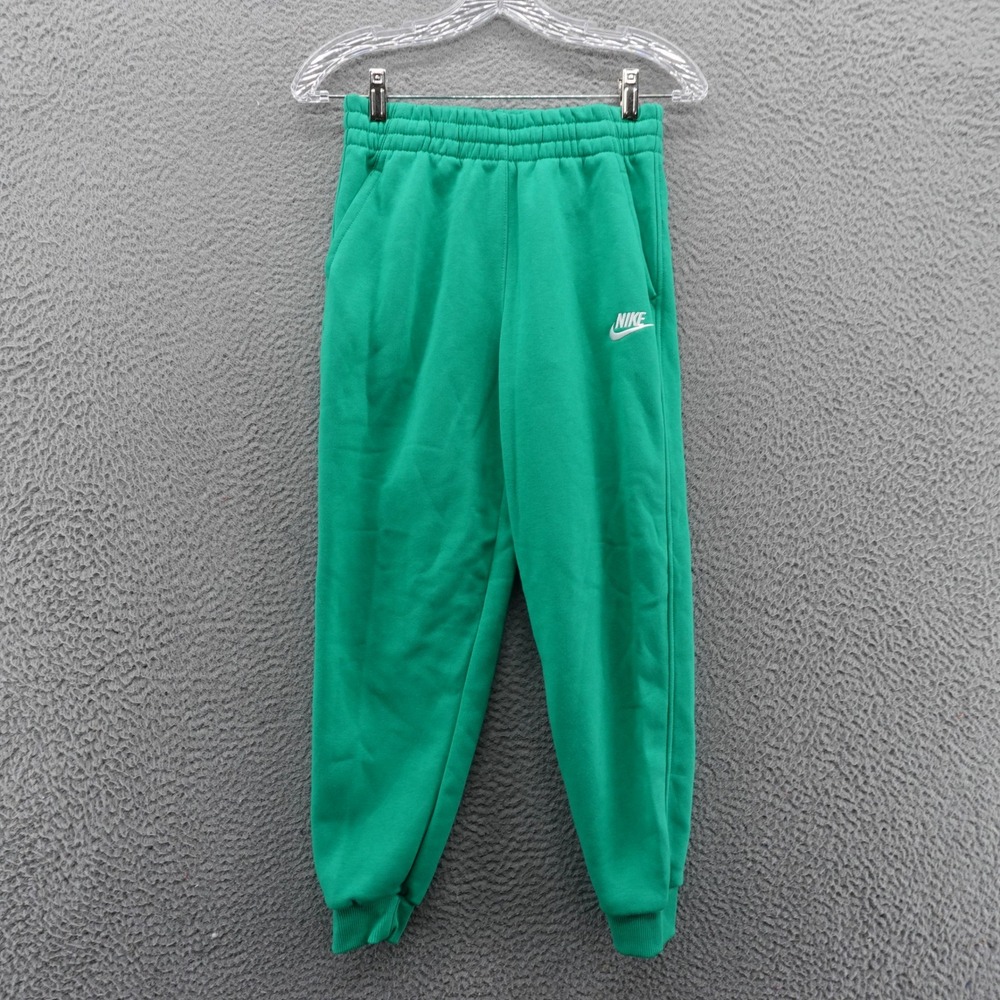 Nike Club Fleece Kids Green Jogger Sweatpants Casual Athletic Youth Medium NEW